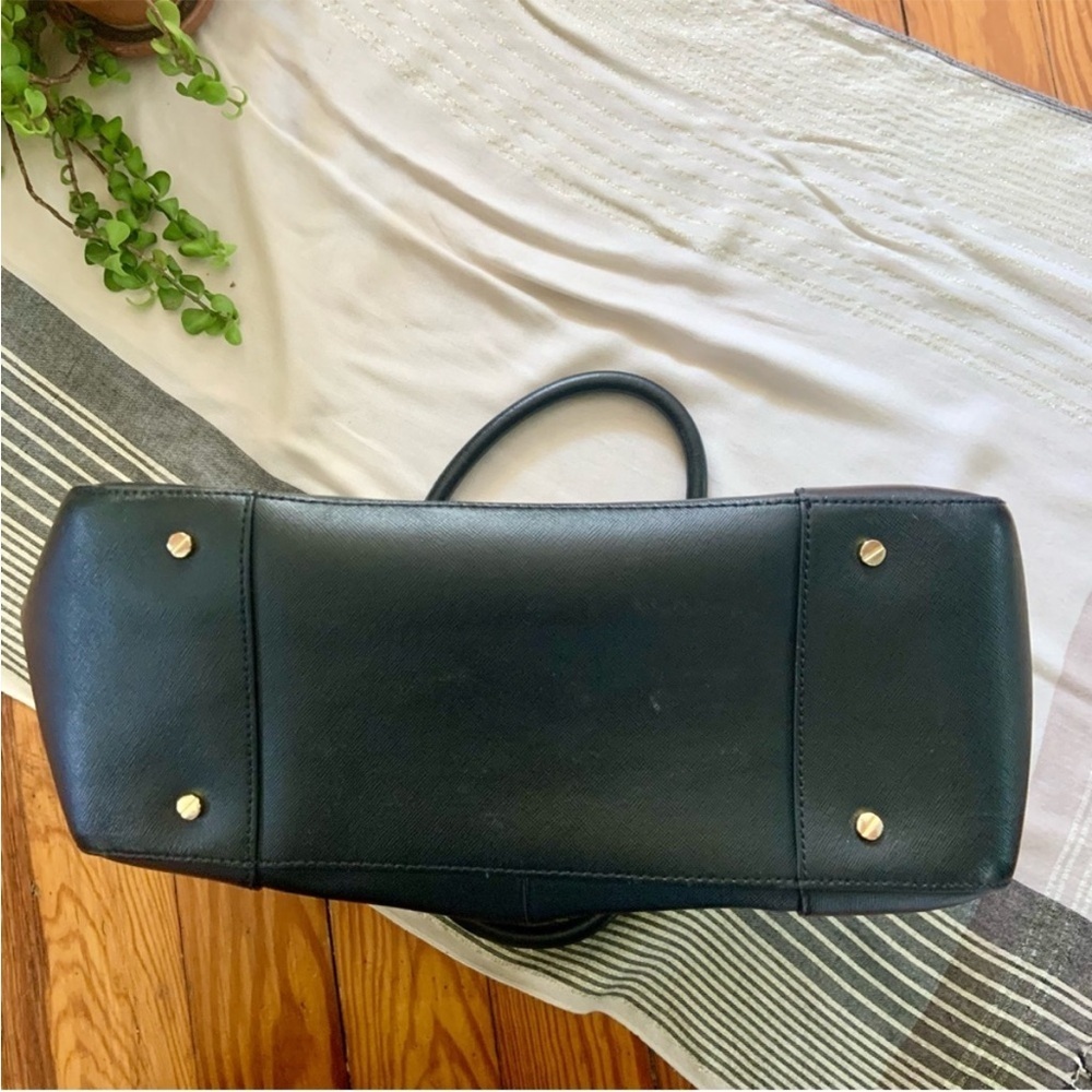 Tory Burch Robinson Double Zipper Black Leather Tote Bag Top Handle & Strap - Picture 7 of 11